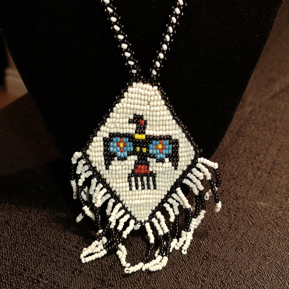 Significant Vintage Estate Hand-beaded Navajo Phoenix Necklace Highly Desired - Picture 2 of 7